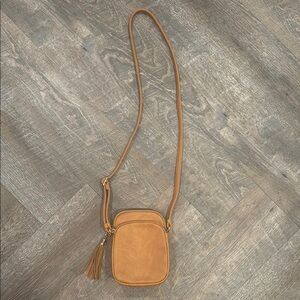 Tan Multi Pocket Small Crossbody Bag